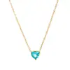 Collar Jifeng de Acero de Titanio con Doce Piedras de Nacimiento Tienda Independiente Colgante de Corazón con Doce Piedras de Nacimiento Cadena para Clavícula Piedra del Mes para Mujer