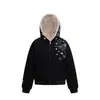 Chaqueta con capucha de copo de nieve retro americana para hombres y mujeres Invierno 2025 Nueva Holgada Engrosada Cálida Perezosa Casual Chaqueta de Algodón