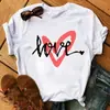Camiseta de Verano 2025 con Forma de Corazón para Mujer de Manga Corta Moda Ins Camiseta Interior Estampada Patrón de Corazón Día de San Valentín