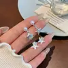 Brincos de Estrela do Mar com Gradiente Oceânico de Verão e Concha Conjunto de Três Peças Agulha de Prata Feminina Pequeno Fresco Golfinho Brilhante Brincos Exquisitos