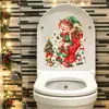 Duende navideño divertido sentado en el inodoro, pegatina decorativa autoadhesiva para baño, creando una atmósfera navideña festiva