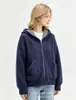 Nuevo cárdigan con capucha de pelo sintético tipo visón para mujer, otoño e invierno, con lentejuelas, cremallera, corte holgado, estilo casual y bolsillos