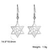 Venta caliente transfronteriza europea y americana, estilo INS, colgante de estrella de seis puntas con tres patas curvas interiores, gancho para la oreja, pendientes de estrella de moda que combinan con todo, colgante