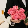 Flor de rosa flor de simulación sensación húmeda sensación de alta calidad rosa rojo realista Día de San Valentín decoración del hogar arreglo floral flor artificial