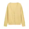 Love and Nancy Treze Linhas Primavera/Verão 2026 Cardigan 100% Algodão Estilo Preguiçoso Gola V Manga Longa Suéter de Tricô para Mulheres 03704