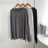Camiseta holgada de manga larga con cuello redondo y estampado de letras modal para mujer, ropa de baile de talla grande con mangas cortas, ropa de práctica