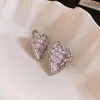 Conjunto de Brincos e Colar Coração de Zircônia Prata Super Brilhante, Corrente de Clavícula com Design Doce e Cool, Joias de Nicho de Alto Padrão para Mulheres