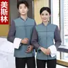 Roupas de Trabalho para Limpeza Feminina, Gerenciamento de Propriedades, Camareiras de Hotel, Uniformes para Equipe de Limpeza, Azul Royal Masculino de Manga Longa para Outono e Inverno