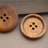Botones amarillos delanteros, naturales, de cuatro ojos, con borde fino, de grano de madera, redondos, para abrigo, botones cortavientos, venta directa de fábrica