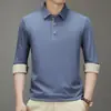 2025 Nova Camisa Polo Masculina Manga Longa Tendência para Homens Jovens e de Meia-Idade, Camiseta Básica Casual Masculina