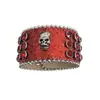 Pulsera de Calavera Roja Punk con Cruz Incrustada de Diamantes de Nuevo Estilo, Personalidad de Nicho, Estilo Milenial, Pulsera Punk con Remaches Hip-Hop
