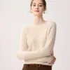 Suéter feminino de cashmere, 100% cashmere puro, gola redonda, novo estilo 2026, malha waffle, suéter básico para outono/inverno
