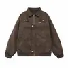 Chaqueta bomber estilo retro americano, para hombre, otoño/invierno, cortavientos, corte holgado, casual, versátil, chaqueta de cuero sintético PU con pelo sintético