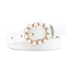 Noya nuevo cinturón de cuero y perlas transfronterizo Amazon eBay para mujer, cinturón de hebilla japonesa de moda versátil cinturón