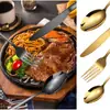 Amazon Explosions 1010 Vajilla de Acero Inoxidable Juego de 5 Piezas Hotel Cuchillo para Bistec Occidental, Tenedor y Cuchara Juego de Regalo Transfronterizo