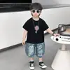 Conjunto de Verano de Manga Corta para Niños 2026 Nuevo Elegante Ropa de Verano para Niños Tejido Delgado Ropa Shorts para Bebé Niño Conjunto de Dos Piezas