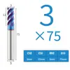 Broca de topo especial de aço tungstênio e liga de aço, quatro lâminas, aço inoxidável, corte plano, 65 graus, 4 lâminas, revestimento nano azul, alongada, fresa de topo CNC