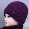 Touca de tricô, cachecol quente para a vovó, touca de algodão atacado, conjunto feminino para a mamãe, touca de lã para meia-idade e idosos, espessada para outono e inverno