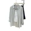 Camisa de Cuadros Estilo Perezoso con Protección Solar para Mujeres Ligeramente Gorditas, Camisa Fina de Manga Larga para Primavera y Verano que Cubre el Vientre, Top Versátil para Usar como Exterior