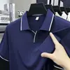 Camiseta de Manga Corta con Cuello para Hombre 2026 Verano Nueva Color Sólido Camisa Polo de Media Manga Informal de Gama Alta Versátil