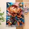 Cachecol de Cashmere Sintético com Estampa Digital para Mulheres, Xale Espesso com Franjas Outono/Inverno, Padrão Floral da Moda, Cachecol Longo Versátil