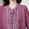 Novos Tops Elegantes de Primavera 2026 para Mães, Tricô Floral Falso Duas Peças para Mulheres de Meia-Idade e Idosas