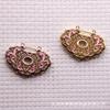 F60671 Cobre Hecho a Mano DIY Dos Tonos Punto Pastel Esmeralda Accesorios Básicos Adorno para el Cabello Material Hanfu 33*45mm