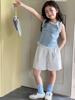 Colete Menina Peixe Vermelho 2026 Novo Estilo Fino Sem Mangas Renda Blusa Roupas Infantis para Alunos do Ensino Fundamental Verão Combinando Pai e Filho