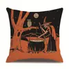 Funda de almohada de lino para Halloween, funda de cojín para reposacabezas impresa