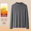 Camada de Base Térmica Masculina Outono/Inverno com Gola Meia-Alta, Toque Premium, Autotérmico, Gola Média, Camiseta Interna Casual de Manga Longa para Homens