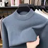 Estilo 'old money', suéter de punto de cuello alto y manga larga, capa base para hombre, engrosado para otoño e invierno, ropa casual de color liso para hombre