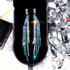 Brincos de Corrente Longa com Garras Exageradas Elegantes de Prata S925 com Strass para Mulheres Brincos com Franjas de Diamante Colorido Europeus e Americanos Brincos da Moda