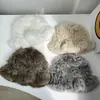 Sombrero de pescador de pelo de conejo pequeño con aspecto súper facial mejorado, sombrero de felpa para mujer, gorro de punta cálido a prueba de frío, sombrero de cubo de pelo para otoño e invierno