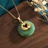 Design Estilo Chinês Pingente Peixe Koi Ouro Antigo com Jade Hetian Imitação Estilo Palaciano Colar Clavícula Moda