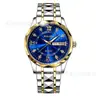 Reloj para Hombre de Acero con Calendario Doble Personalizado de Lujo Gama Alta Luminoso de Cuarzo Reloj de Negocios para Hombre Venta al por Mayor