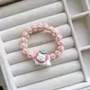 Elástico de Cabelo de Urso Branco Leitoso Desenho Animado Fofo para Meninas, Corda de Cabelo Trançada Colorida Doce, Acessório de Cabelo Elástico para Casais