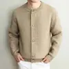 Cárdigan de punto pesado de 920 g con cuello redondo y botones, suéter de manga larga, cálido, suave, cómodo, moderno