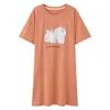 Pijamas de algodón en stock, camisón de manga corta para mujer, vestido largo de verano, jersey, ropa de casa para mujer para transmisión en vivo