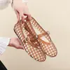 Zapatos de Cristal Coreanos para Mujer, Sandalias de Encaje Estilo Francés, Zapatos Planos Huecos de Corte Cuadrado, Zapatos sin Cordones Planos Transpirables