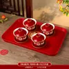 Tazas de Té para Brindis de Boda, Tazas y Cuencos de Pareja Dragón y Fénix, Juego de Cuenco y Palillos de Boda, Juego de Té Rojo para Novios