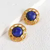 Joyería de Estilo Europeo y Americano, Incrustaciones de Piedras Naturales de Colores, Vintage, Lujo Ligero, Moda, Clips para Orejas y Pendientes para Mujeres
