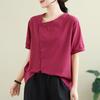 2025 Nuevo Top Retro con Botones Diagonales, Camisa Femenina de Manga Corta, Top Casual de Color Sólido, Verano Mujer