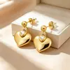 Stock de Fábrica INS Pendientes de Acero Inoxidable en Forma de Corazón Sensación de Alta Gama Lujo Ligero Tachuelas Incrustadas con Pedrería Accesorios de Pendientes de Personalidad y Temperamento para Mujeres