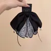 Presilha de Garra com Laço Estilo Coreano Estampa Retro para Rabo de Cavalo Feminino Parte de Trás da Cabeça Meio Preso Shark Clip Mostra Volume e Temperamento do Cabelo Hair Clip