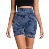 Shorts Esportivos Camuflados de Cintura Alta com Controle de Barriga, Europeus e Americanos Transfronteiriços, de Verão, Aperto ao Corpo, Levanta Bumbum, Três Quartos para Fitness e Yoga Feminino