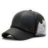 Chapéu Masculino de Inverno Quente Proteção de Orelha Chapéu de Algodão ao Ar Livre Chapéu Velho Meia-Idade e Idoso Forrado com Lã Espessado à Prova de Frio Chapéu com Aba