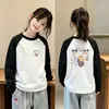 Camiseta base de forro polar para niña con cuello redondo, ropa interior de otoño e invierno, camiseta de manga larga con bloques de color, ropa informal para niños de otoño e invierno