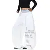 Pantalones deportivos tipo estrella y letra con pedrería para mujer, estilo americano, corte holgado, caída fluida, adelgazantes, pierna ancha, pierna curva, pantalones casuales, pantalones largos