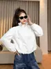 Moda Estilo Coreano Chaqueta Corta con Cordón Cuello Alto para Mujer Otoño Nueva Llegada 2026 Casual Versátil Adelgazante Hermosa Chaqueta Top