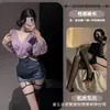 Lencería sexy Night Cat, escote en V profundo seductor, abertura lateral transparente, cintura reveladora, uniforme bodycon de diosa secretaria de discoteca, sexy